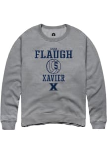 Logan Flaugh  Rally Xavier Musketeers Mens Grey NIL Sport Icon Long Sleeve Crew Sweatshirt