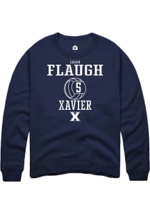 Logan Flaugh  Rally Xavier Musketeers Mens Navy Blue NIL Sport Icon Long Sleeve Crew Sweatshirt