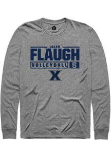 Logan Flaugh  Xavier Musketeers Grey Rally NIL Stacked Box Long Sleeve T Shirt