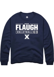 Logan Flaugh  Rally Xavier Musketeers Mens Navy Blue NIL Stacked Box Long Sleeve Crew Sweatshirt