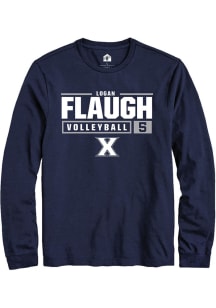 Logan Flaugh  Xavier Musketeers Navy Blue Rally NIL Stacked Box Long Sleeve T Shirt