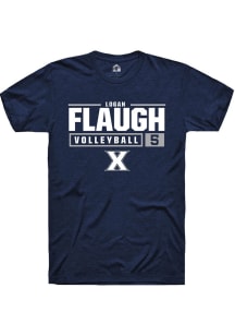 Logan Flaugh  Xavier Musketeers Navy Blue Rally NIL Stacked Box Short Sleeve T Shirt
