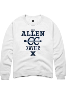 Drew Allen  Rally Xavier Musketeers Mens White NIL Sport Icon Long Sleeve Crew Sweatshirt