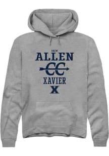 Drew Allen  Rally Xavier Musketeers Mens Graphite NIL Sport Icon Design Long Sleeve Hoodie