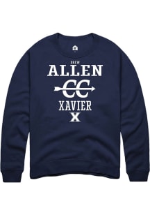 Drew Allen  Rally Xavier Musketeers Mens Navy Blue NIL Sport Icon Long Sleeve Crew Sweatshirt