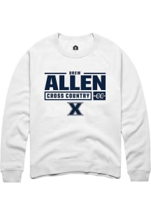 Drew Allen  Rally Xavier Musketeers Mens White NIL Stacked Box Long Sleeve Crew Sweatshirt