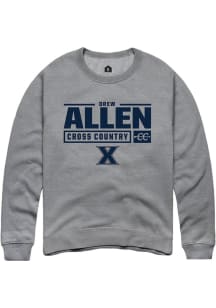 Drew Allen  Rally Xavier Musketeers Mens Grey NIL Stacked Box Long Sleeve Crew Sweatshirt