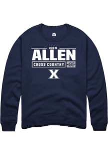 Drew Allen  Rally Xavier Musketeers Mens Navy Blue NIL Stacked Box Long Sleeve Crew Sweatshirt