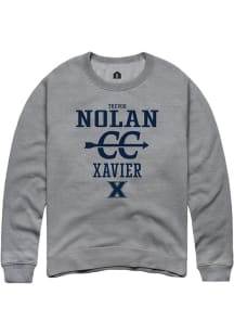 Trevor Nolan  Rally Xavier Musketeers Mens Grey NIL Sport Icon Long Sleeve Crew Sweatshirt