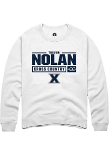 Trevor Nolan  Rally Xavier Musketeers Mens White NIL Stacked Box Long Sleeve Crew Sweatshirt