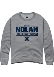 Trevor Nolan  Rally Xavier Musketeers Mens Grey NIL Stacked Box Long Sleeve Crew Sweatshirt