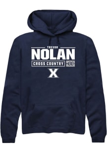 Trevor Nolan  Rally Xavier Musketeers Mens Navy Blue NIL Stacked Box Long Sleeve Hoodie