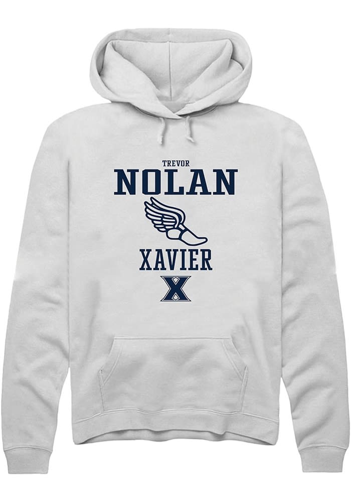 Trevor Nolan  Rally Xavier Musketeers Mens White NIL Sport Icon Track Long Sleeve Hoodie