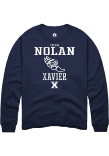 Trevor Nolan  Rally Xavier Musketeers Mens Navy Blue NIL Sport Icon Track Long Sleeve Crew Sweat..