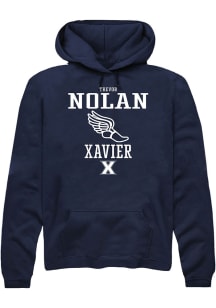 Trevor Nolan  Rally Xavier Musketeers Mens Navy Blue NIL Sport Icon Track Long Sleeve Hoodie