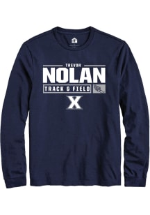 Trevor Nolan  Xavier Musketeers Navy Blue Rally NIL Stacked Box Track Long Sleeve T Shirt