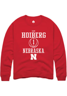 Samuel Hoiberg  Rally Nebraska Cornhuskers Mens Red NIL Sport Icon Long Sleeve Crew Sweatshirt