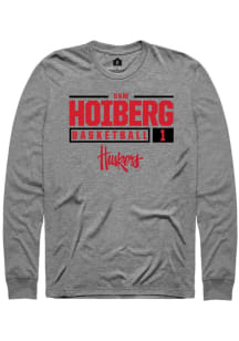 Samuel Hoiberg Rally Mens Graphite Nebraska Cornhuskers NIL Stacked Box Tee