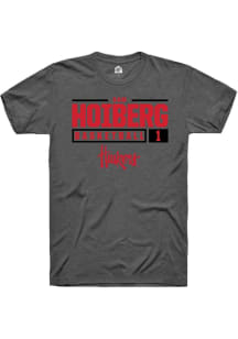 Samuel Hoiberg Dark Grey Nebraska Cornhuskers NIL Stacked Box Short Sleeve T Shirt