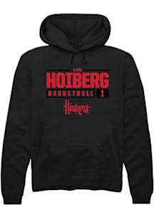 Samuel Hoiberg  Rally Nebraska Cornhuskers Mens Black NIL Stacked Box Long Sleeve Hoodie
