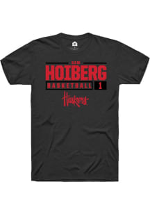 Samuel Hoiberg Black Nebraska Cornhuskers NIL Stacked Box Short Sleeve T Shirt