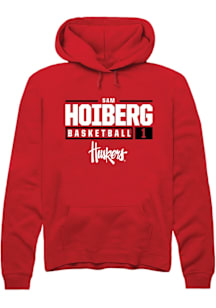 Samuel Hoiberg  Rally Nebraska Cornhuskers Mens Red NIL Stacked Box Long Sleeve Hoodie