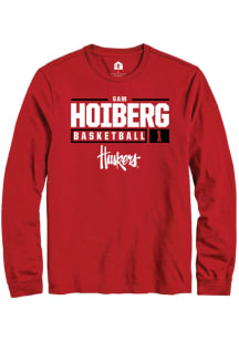 Samuel Hoiberg Rally Mens Red Nebraska Cornhuskers NIL Stacked Box Tee