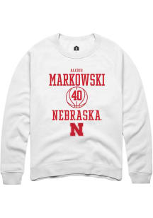 Alexis Markowski Rally Mens White Nebraska Cornhuskers NIL Sport Icon Crew Sweatshirt