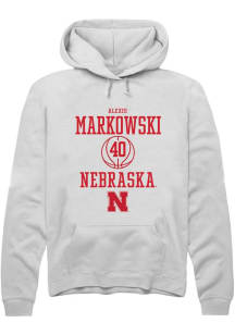 Alexis Markowski Rally Mens White Nebraska Cornhuskers NIL Sport Icon Hooded Sweatshirt