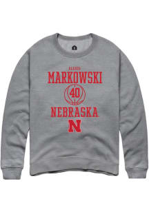 Alexis Markowski Rally Mens Graphite Nebraska Cornhuskers NIL Sport Icon Crew Sweatshirt