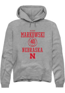 Alexis Markowski Rally Mens Graphite Nebraska Cornhuskers NIL Sport Icon Hooded Sweatshirt