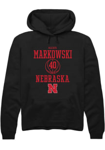 Alexis Markowski Rally Mens Black Nebraska Cornhuskers NIL Sport Icon Hooded Sweatshirt