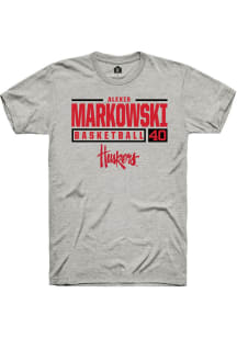 Alexis Markowski  Nebraska Cornhuskers Ash Rally NIL Stacked Box Short Sleeve T Shirt