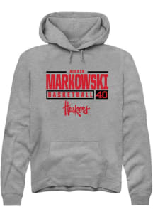 Alexis Markowski Rally Mens Graphite Nebraska Cornhuskers NIL Stacked Box Hooded Sweatshirt