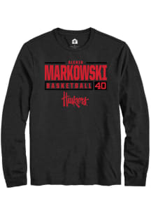 Alexis Markowski  Nebraska Cornhuskers Black Rally NIL Stacked Box Long Sleeve T Shirt