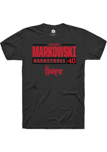 Alexis Markowski  Nebraska Cornhuskers Black Rally NIL Stacked Box Short Sleeve T Shirt