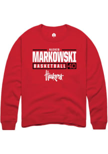 Alexis Markowski Rally Mens Red Nebraska Cornhuskers NIL Stacked Box Crew Sweatshirt