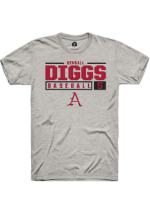 Kendall Diggs  Arkansas Razorbacks Ash Rally NIL Stacked Box Short Sleeve T Shirt