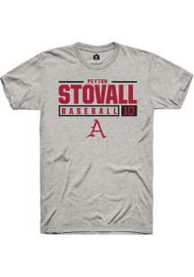 Peyton Stovall  Arkansas Razorbacks Ash Rally NIL Stacked Box Short Sleeve T Shirt