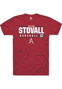 Peyton Stovall  Arkansas Razorbacks Red Rally NIL Stacked Box Short Sleeve T Shirt