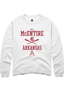 Will McEntire  Rally Arkansas Razorbacks Mens White NIL Sport Icon Long Sleeve Crew Sweatshirt