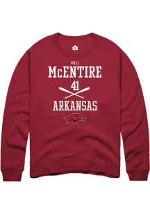Will McEntire  Rally Arkansas Razorbacks Mens Red NIL Sport Icon Long Sleeve Crew Sweatshirt