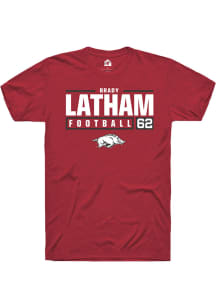 Brady Latham  Arkansas Razorbacks Red Rally NIL Stacked Box Short Sleeve T Shirt