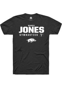 Maddie Jones  Arkansas Razorbacks Black Rally NIL Stacked Box Short Sleeve T Shirt