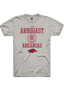 Cade Arbogast  Arkansas Razorbacks Ash Rally NIL Sport Icon Short Sleeve T Shirt