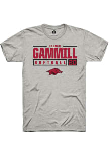 Hannah Gammill  Arkansas Razorbacks Ash Rally NIL Stacked Box Short Sleeve T Shirt