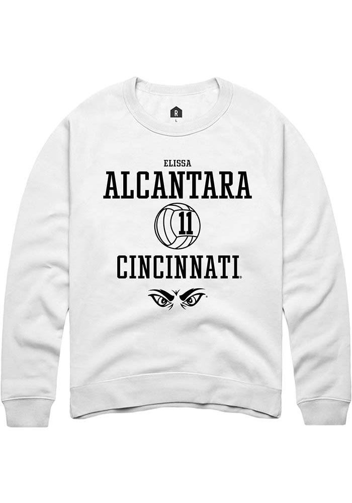 Elissa Alcantara Rally Cincinnati Bearcats Mens White NIL Sport Icon Long Sleeve Crew Sweatshirt