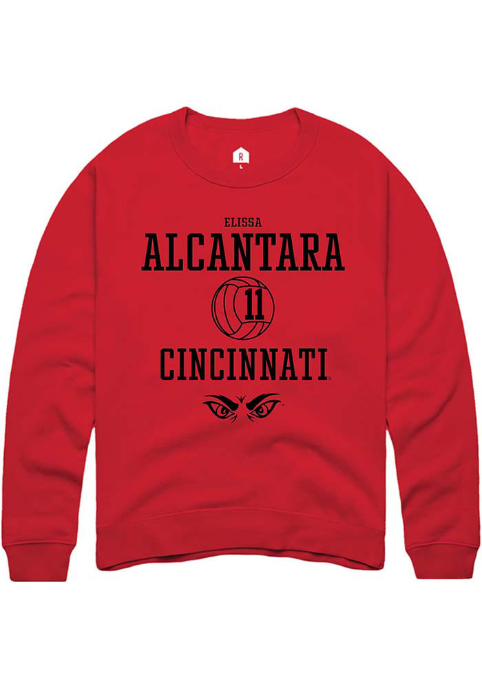 Elissa Alcantara Rally Cincinnati Bearcats Mens Red NIL Sport Icon Long Sleeve Crew Sweatshirt
