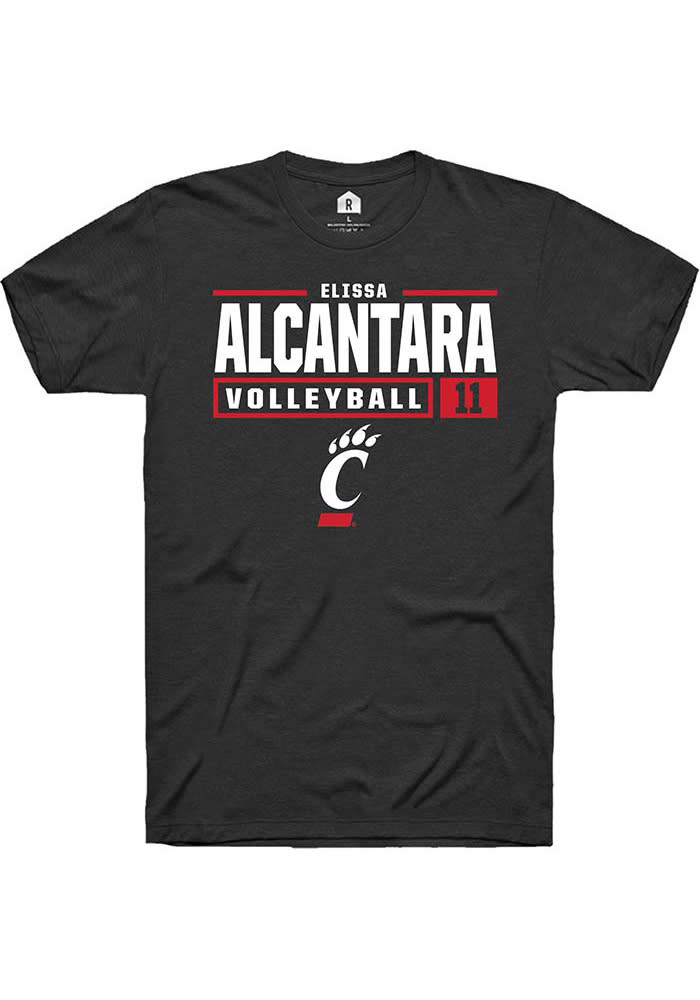 Elissa Alcantara Cincinnati Bearcats Black Rally NIL Stacked Box Short Sleeve T Shirt