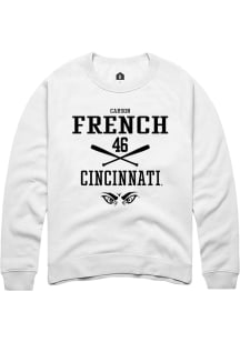 Carson French  Rally Cincinnati Bearcats Mens White NIL Sport Icon Long Sleeve Crew Sweatshirt